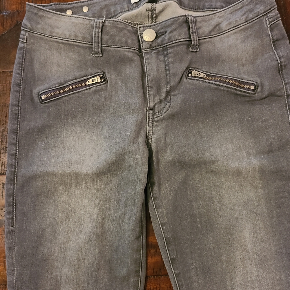 Cabi jeans. Grey with zipper detail. Skinny